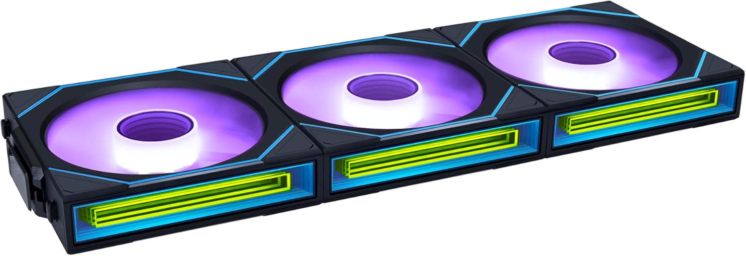 UNI Fan Sl-Infinity Wireless 120 - Triple Pack (Reverse Blade) - 2.4 Ghz Wireless Signal ARGB Fan Control - Double Infinity Mirror - Low Noise - Controller Included - Black (12RSLIN1W3B)