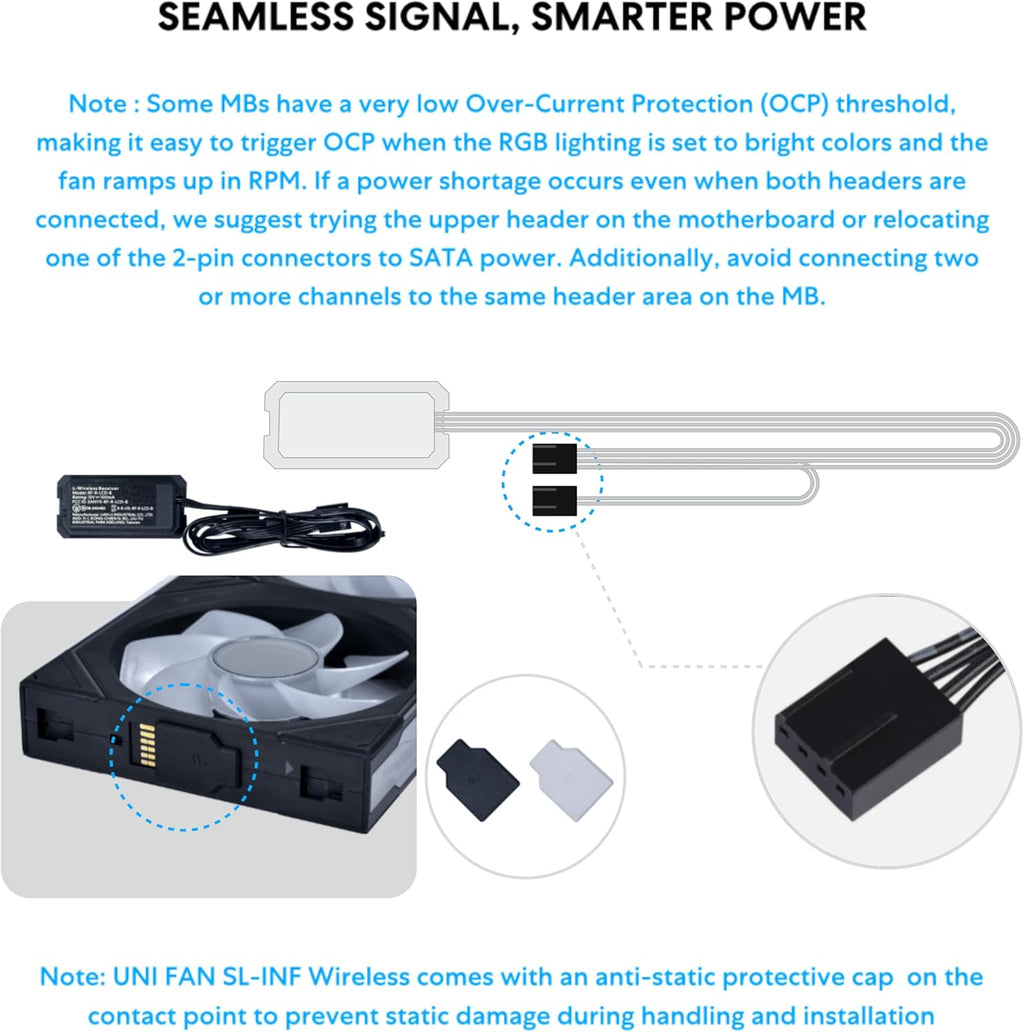 UNI Fan Sl-Infinity Wireless 120 - Triple Pack (Reverse Blade) - 2.4 Ghz Wireless Signal ARGB Fan Control - Double Infinity Mirror - Low Noise - Controller Included - Black (12RSLIN1W3B)