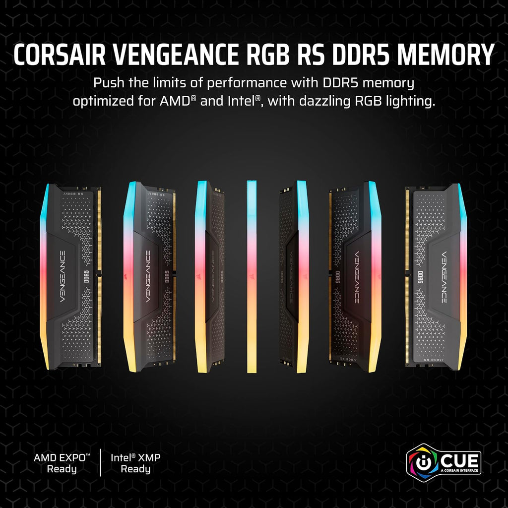 Vengeance RGB RS DDR5 RAM 16GB (2X8Gb) up to 6000Mhz CL36-44-44-96 1.35V AMD EXPO Intel XMP Computer Desktop Memory – Gray (CMG16GX5M2E6000Z36)