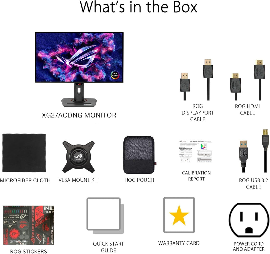 ROG Strix 26.5” 1440P QD-OLED Gaming Monitor (XG27ACDNG) -QHD (2560X1440), 360Hz, 0.03Ms, Custom Heatsink, OLED Care+, G-SYNC Compatible, 99% DCI-P3, Displaywidget, AI Gaming, 3Yr Warranty